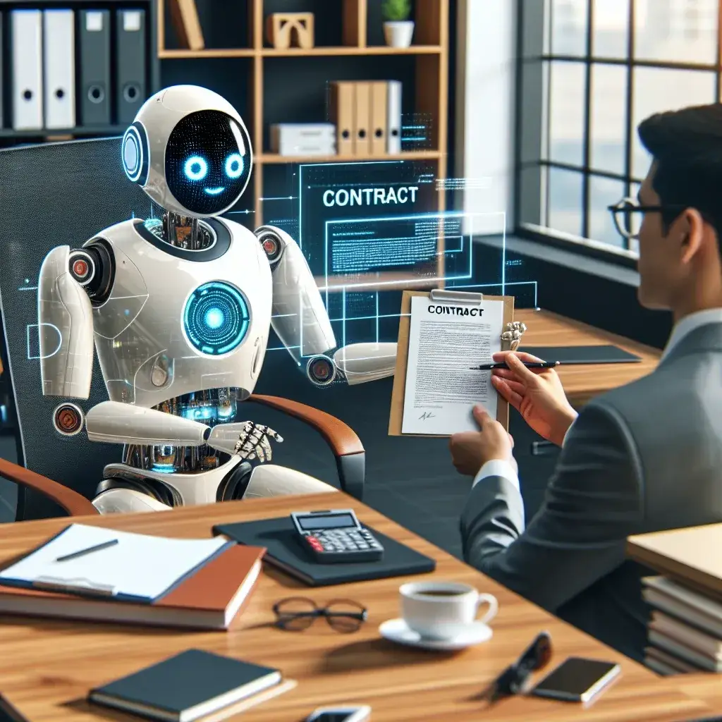 "Adobe Acrobat logo alongside a digital interface showcasing AI-powered contract negotiation tools, highlighting innovation in legal technology for U.S. firms."