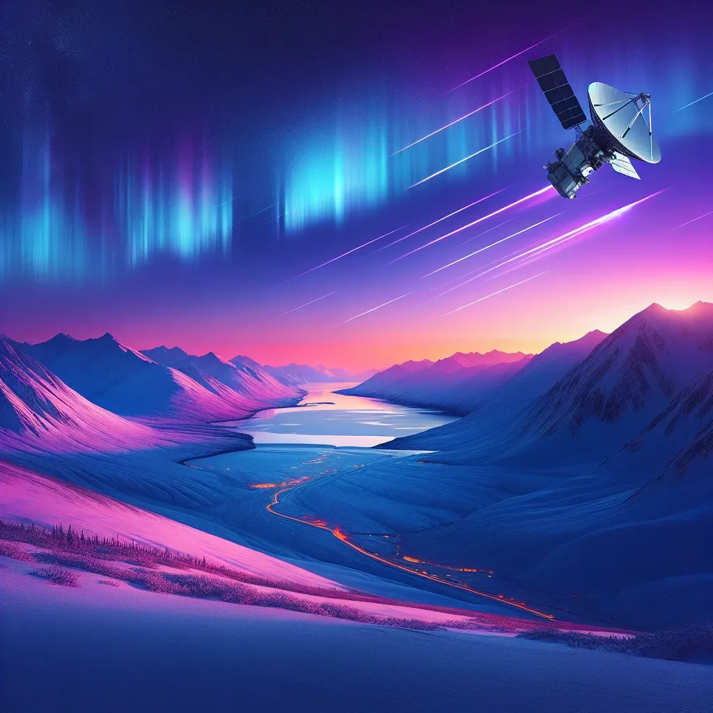 "SpaceX Starlink satellite in orbit providing emergency cell coverage in Alaska, showcasing advanced technology for enhanced communication in remote areas."